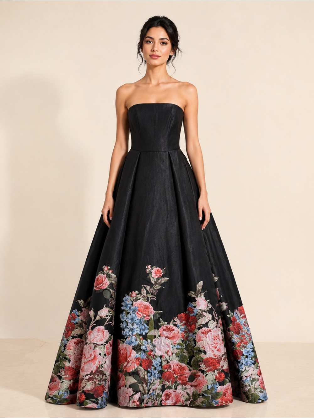 Mac Duggal Size 2 Strapless Floral Brocade Pleated Ball Gown NWOT $698